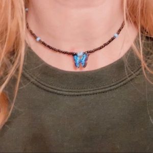 Blue and black 13 inch necklace